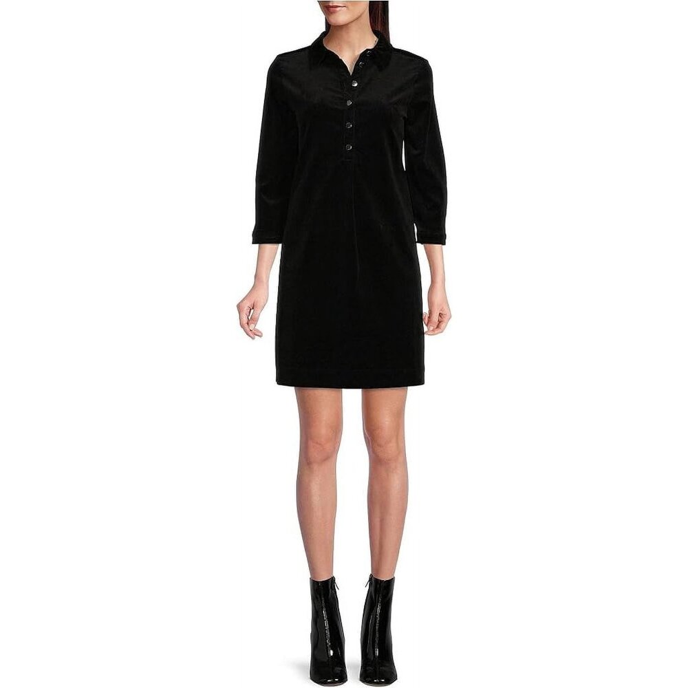 NWT Womens Size 8 or 10 Joules Black Stella Corduroy Tunic Popover Mini Dress